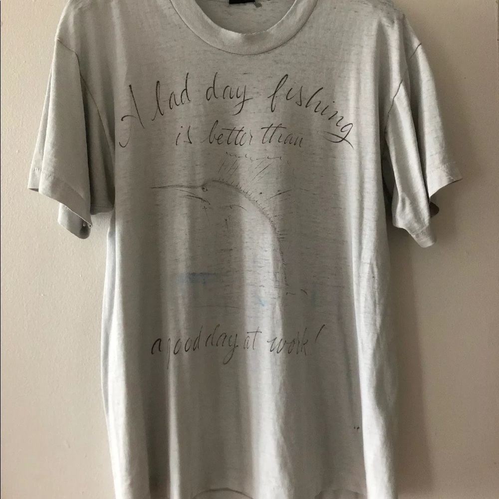 Vintage 70s 80s fishing tee L/XL